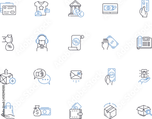 Shopper outline icons collection. Shopper, Consumer, Buyer, Purchaser, Trader, Client, Retailer vector and illustration concept set. Apparel, Shopkeeper, Boutique linear signs