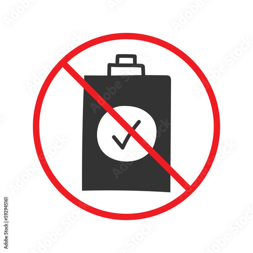 Wallpaper Mural No document checkmark icon. Forbidden file icon. No checkmark vector sign. Prohibited editing vector icon. Warning, caution, attention, restriction flat sign design. Do not edit. UX UI icon Torontodigital.ca