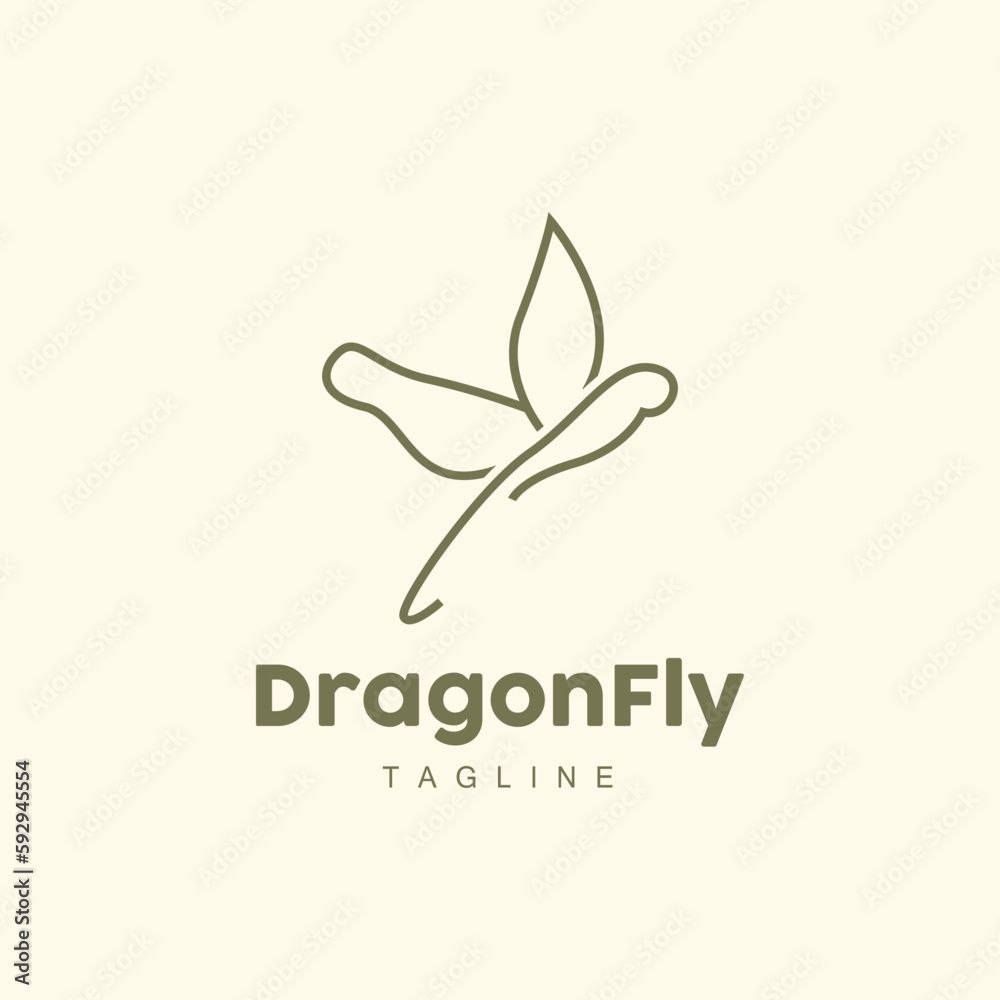 Obraz premium Dragonfly Logo, Flying Animal Design, Vector Simple Line Style, Icon Symbol Illustration