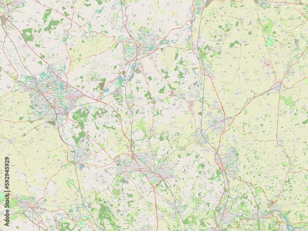 Fototapeta premium Central Bedfordshire, England - Great Britain. OSM. No legend