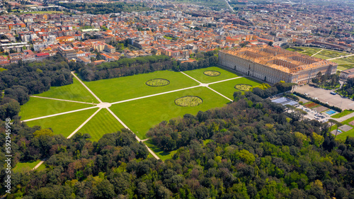 Canvas Print Aerial view of the Royal Palace of Caserta also known as Reggia di Caserta