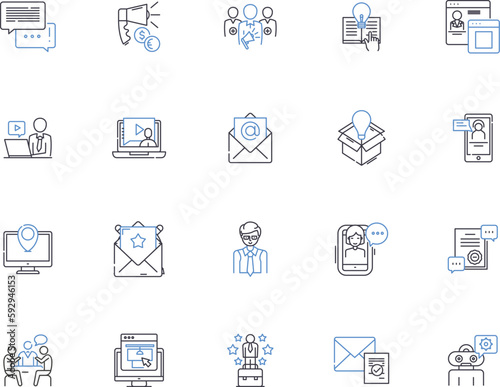 News outline icons collection. News, Media, Headlines, Journalism, Broadcast, Reporter, Breaking vector and illustration concept set. Report, Story, Update linear signs