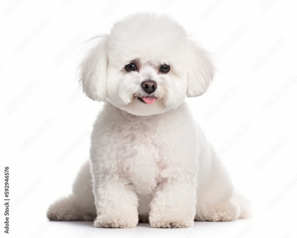 photo of Bichon Frise isolated on white background. Generative AI photo of Bichon Frise isolated on white background. Generative AI