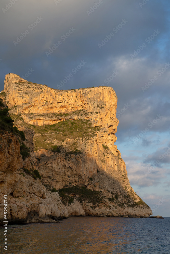 View of Cliff at Moraig Cove Beach; Alicante; Spain