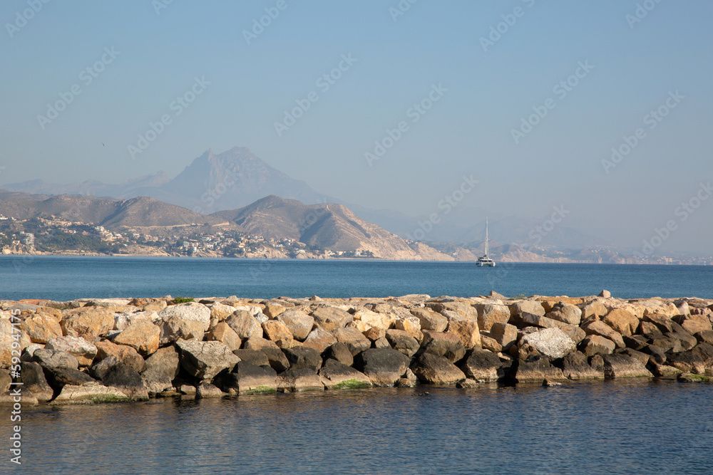 Stone Pier at El Campello Beach, Alicante; Spain