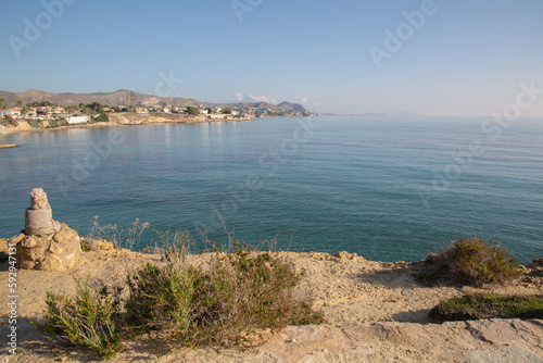 Obraz na płótnie Marker near Almadrava Beach; El Campello; Alicante; Spain w salonie