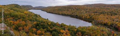 Panoramic view of the Lake of the Clouds in Porcupine Mountains in Ontonagon County  Michigan  USA