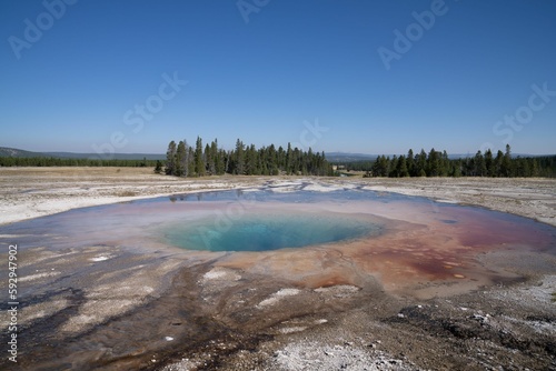 Beautiful view of Grand Prismatic Spring in Yellowstone