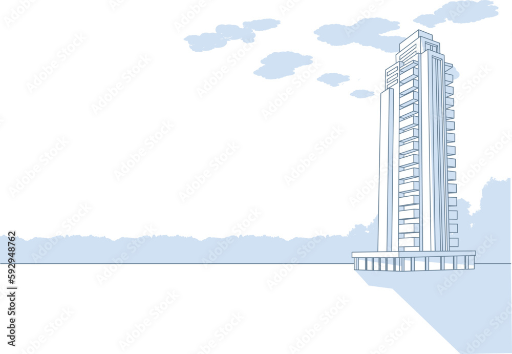 Fototapeta premium background illustration of a tower apartment.High rise apartment.Residential tower apartment.