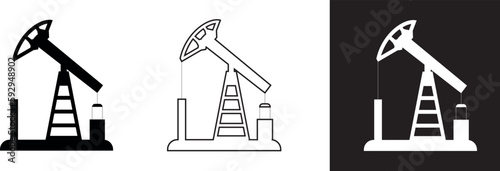 Illustration of a pump jack isolated on a black and white background