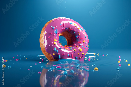 Tasty donut. Super photo realistic background, generative ai 3d illustration