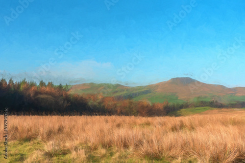 A digital watercolour of Shutlingsloe Hill in the Peak District National Park.