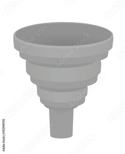 Grey plastic funnel. vector illustration