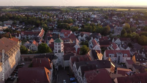 Günzburg Germany Mini Clock Tower Drone Fly By