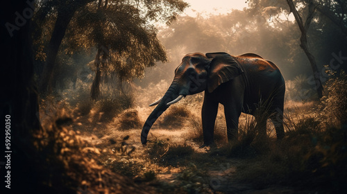 Elefant in der Savanne Afrika ganzer Körper von der Seite