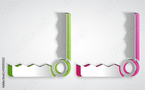 Paper cut Trap hunting icon isolated on grey background. Paper art style. Vector