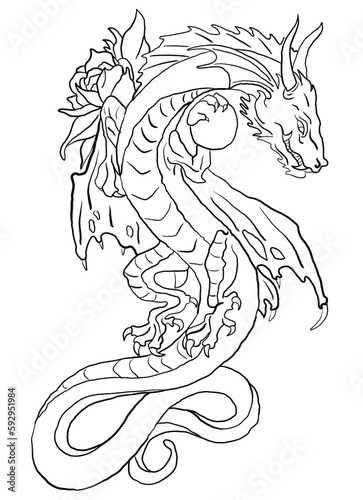 Immerse yourself in the world of fantasy with Mythical Creatures, a coloring page featuring a detailed outline illustration of an ancient dragon. Let your imagination soar as you bring this legend.
