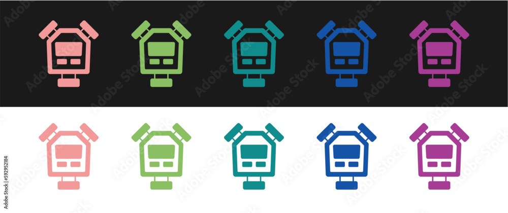 Set Stopwatch icon isolated on black and white background. Time timer sign. Chronometer sign. Vector Set Stopwatch icon isolated on black and white background. Time timer sign. Chronometer sign. Vector