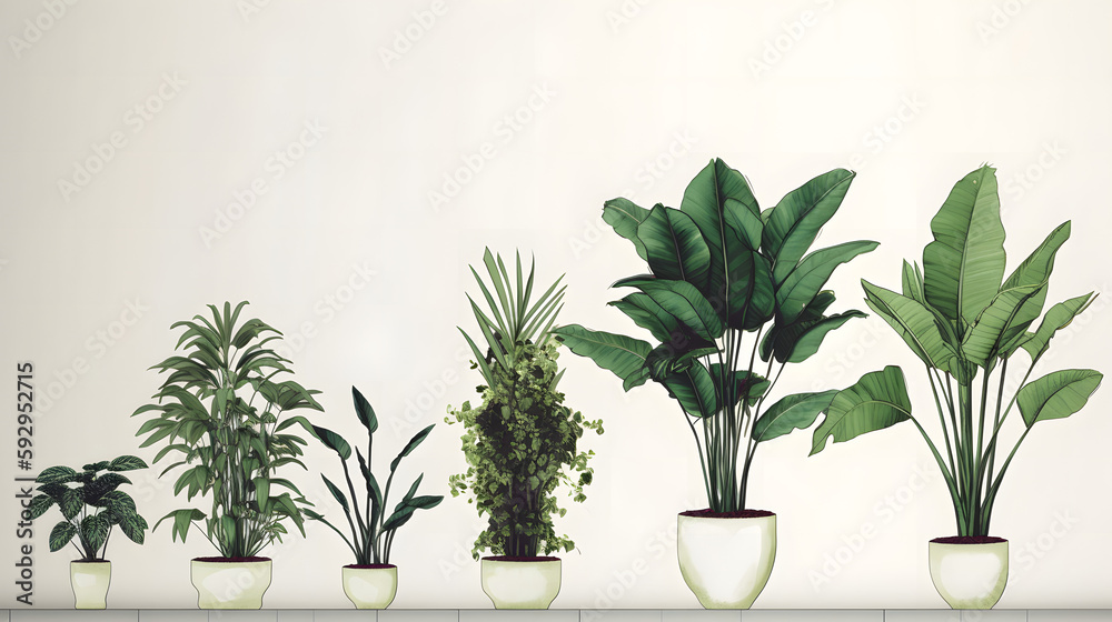 イラスト調の観葉植物 No.025 | Illustrative houseplants　Generative AI
