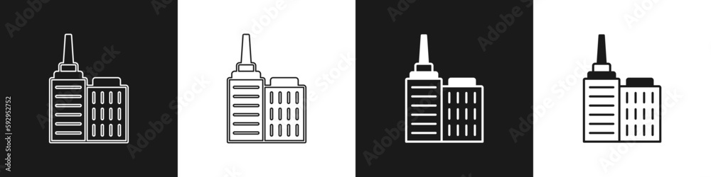 Set City landscape icon isolated on black and white background. Metropolis architecture panoramic landscape. Vector Set City landscape icon isolated on black and white background. Metropolis architecture panoramic landscape. Vector
