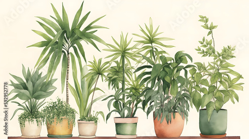 イラスト調の観葉植物 No.022 | Illustrative houseplants Generative AI