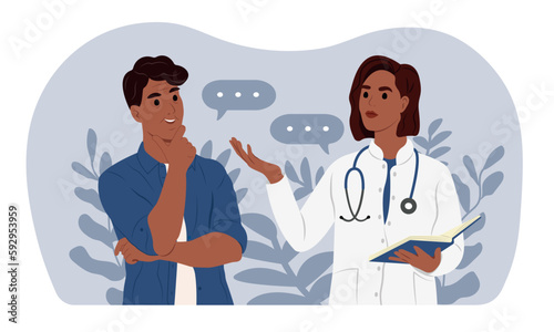 World Parkinson's disease day. A doctor informs an elderly man about Parkinson's disease. Parkinson's Disease awareness month.