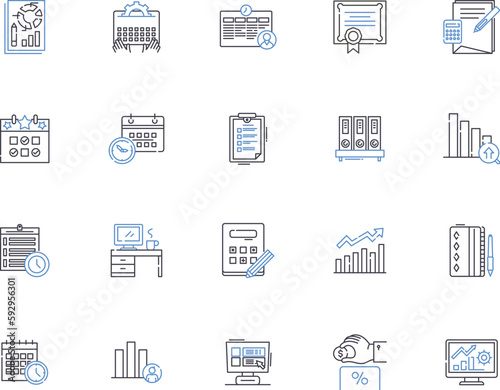 Calendar outline icons collection. Calendar, Agenda, Date, Time, Schedule, Planner, Appointment vector and illustration concept set. Month, Year, Week linear signs