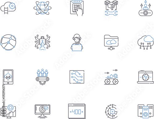 Server icons outline icons collection. Server, Icons, Network, Computing, System, Computer, Cloud vector and illustration concept set. Machine, Data, Graphics linear signs photo