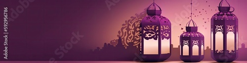 lantern ramadan islamic banner with generative AI 