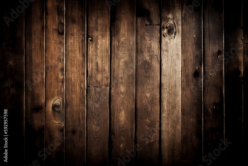 Texture of Weathered Brown Wood on a Rustic Wooden Background. AI