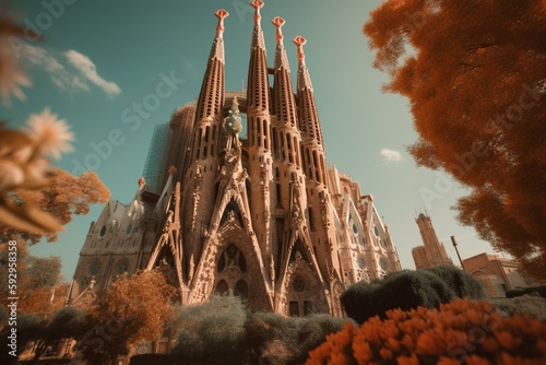 Fototapete sagrada familia barcelona. Generative AI