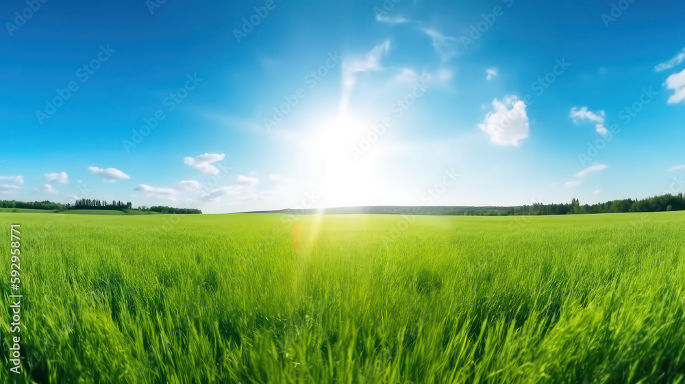 Serenity of Green Fields: A Panoramic Landscape