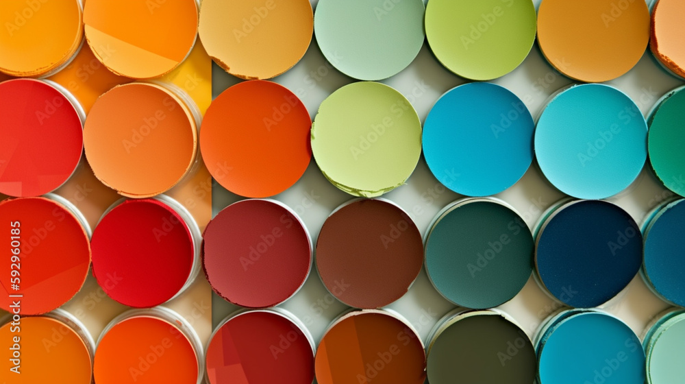 Colorful paint cans on white background Generative AI Colorful paint cans on white background Generative AI