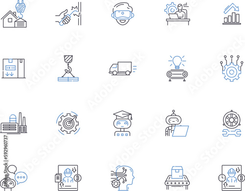 Bilde på lerret Industry technology outline icons collection