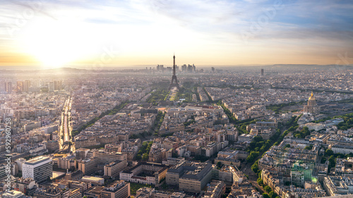 Eiffel tower paris city with sunset background © anekoho