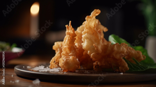 Vegetable tempura, consisting of lightly battered and fried vegetables