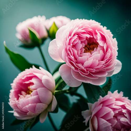 Dekorative rosa Pfingstrosen, Generative AI