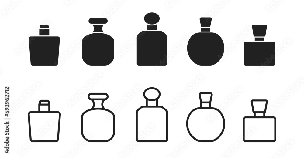 Perfume bottle icon set. Vector EPS 10 Perfume bottle icon set. Vector EPS 10