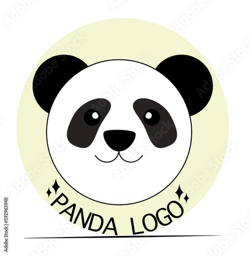Panda's head in the circle. Panda face for ligo making. Panda logo for products.