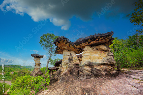 Ubon Ratchathani Sao Chaliang  Mushroom-like rocks that have been eroded by water and wind in Ubon Ratchathani  Thailand