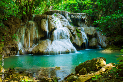 Huay Mae Khamin Waterfall, Kanchanaburi, Thailand,Huay Mae Khamin Waterfall. Nature landscape of Kanchanaburi district in natural area. it is located in Thailand for travel trip on holiday and vacatio
