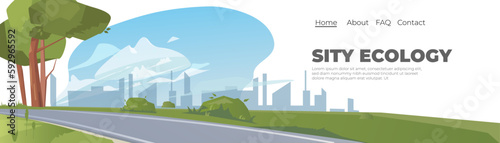 City background without people, landing page and banner design.  Eco green city concept. 