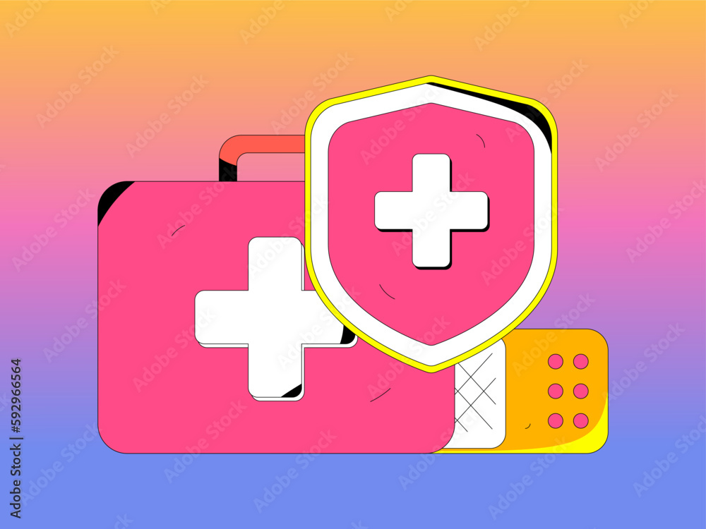 Fototapeta premium Medical Characters Anti-epidemic Flat Vector Concept Operation Hand Drawn Illustration 