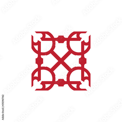 Anatolian Culture Motif Colorful Abstract Carpet and Rug Pattern Logo Turkish Design Template Vector a259