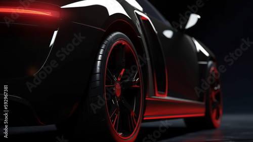 black red super Modern sport cars are in the studio room wallpaper Ai Generative © adel