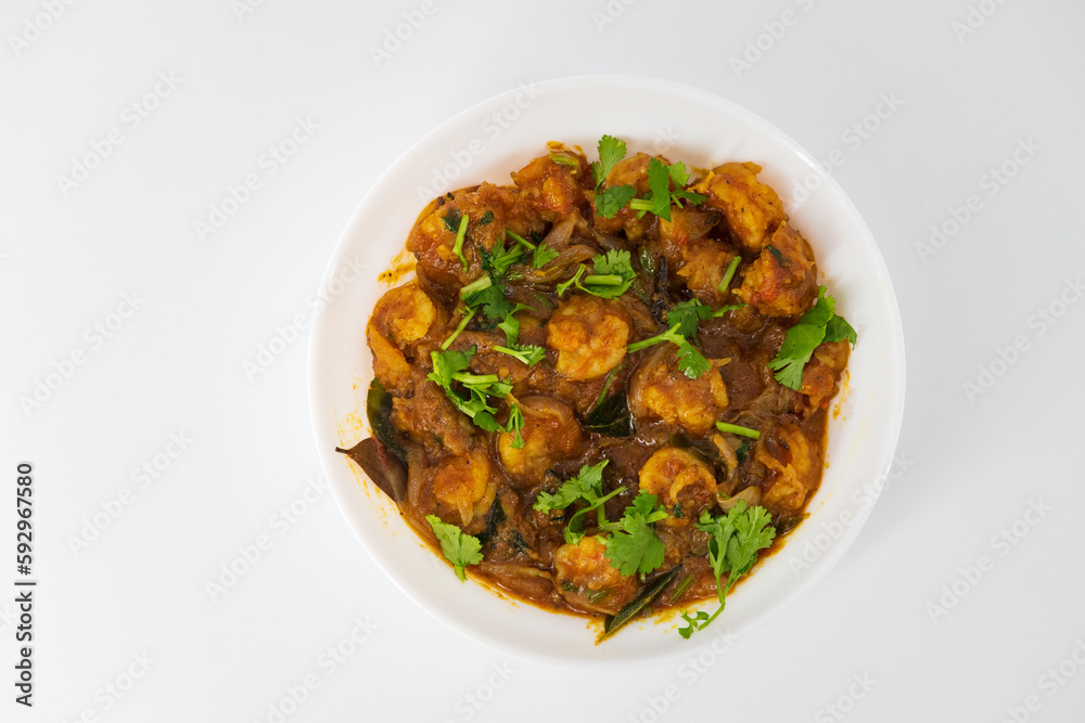 Fresh and Hot shrimp masala fish curry Indian food. Shrimp fry red chili with masala. Asian cuisine. Grilled tiger shrimps curry / masala. Prawns masala or shrimp curry. Fresh and Hot shrimp masala fish curry Indian food. Shrimp fry red chili with masala. Asian cuisine. Grilled tiger shrimps curry / masala. Prawns masala or shrimp curry.