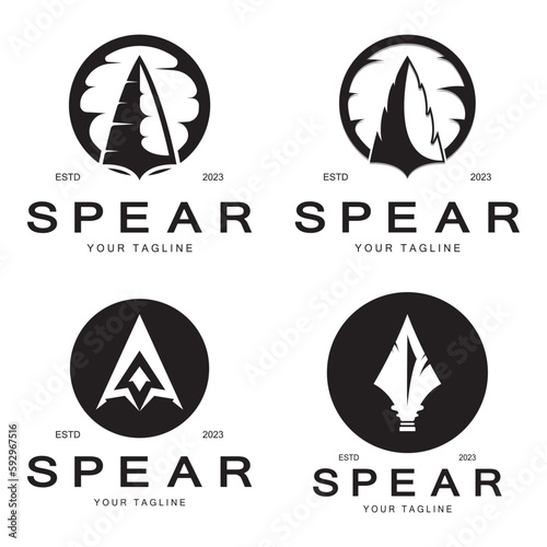 Spear logo icon vector illustration design.Head spear logo vintage illustration design vector