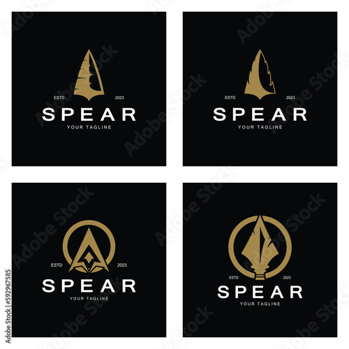 Spear logo icon vector illustration design.Head spear logo vintage illustration design vector