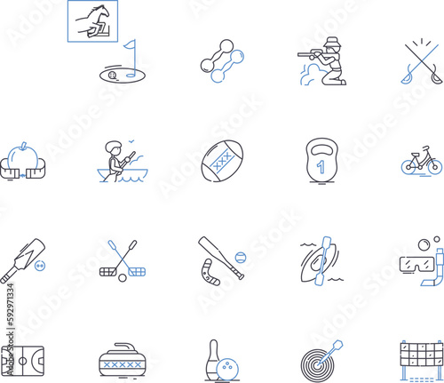 Sport outline icons collection. Sport, Athletics, Baseball, Basketball, Boxing, Football, Golf vector and illustration concept set. Hockey, Rugby, Soccer linear signs