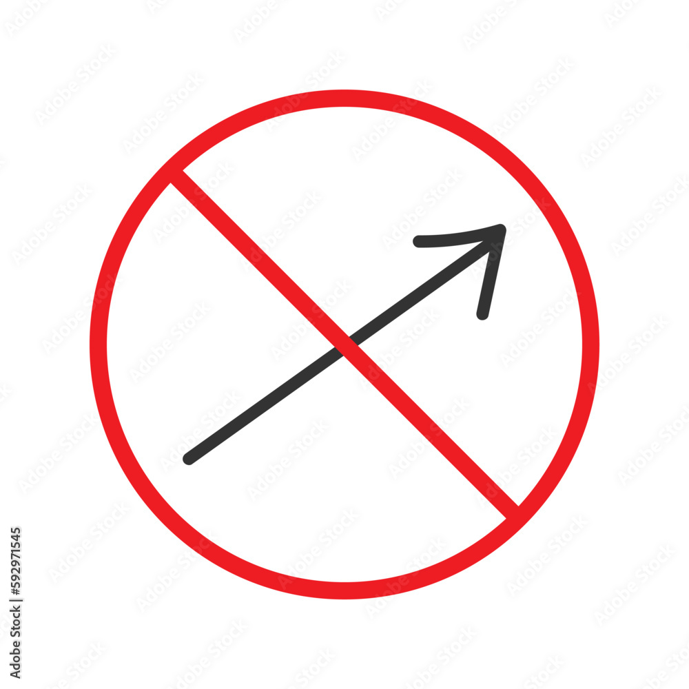 Forbidden sign of arrow icon isolated on white background vector illustration. Warning, caution, attention, restriction, danger flat sign design symbol Forbidden sign of arrow icon isolated on white background vector illustration. Warning, caution, attention, restriction, danger flat sign design symbol